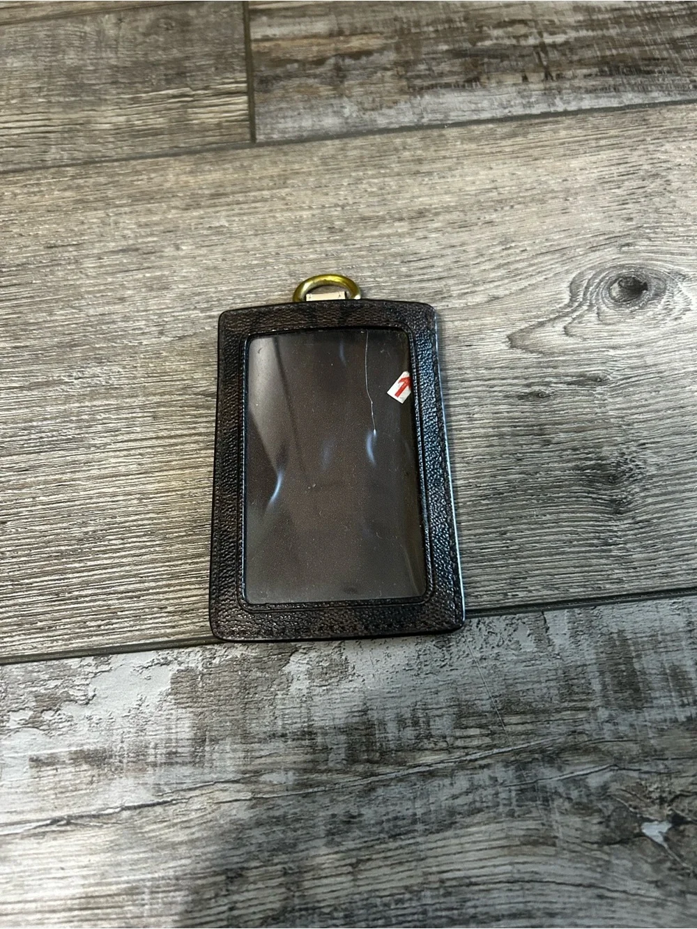 Coach Dark Brown Signature Card Sleeve with Gold Accent