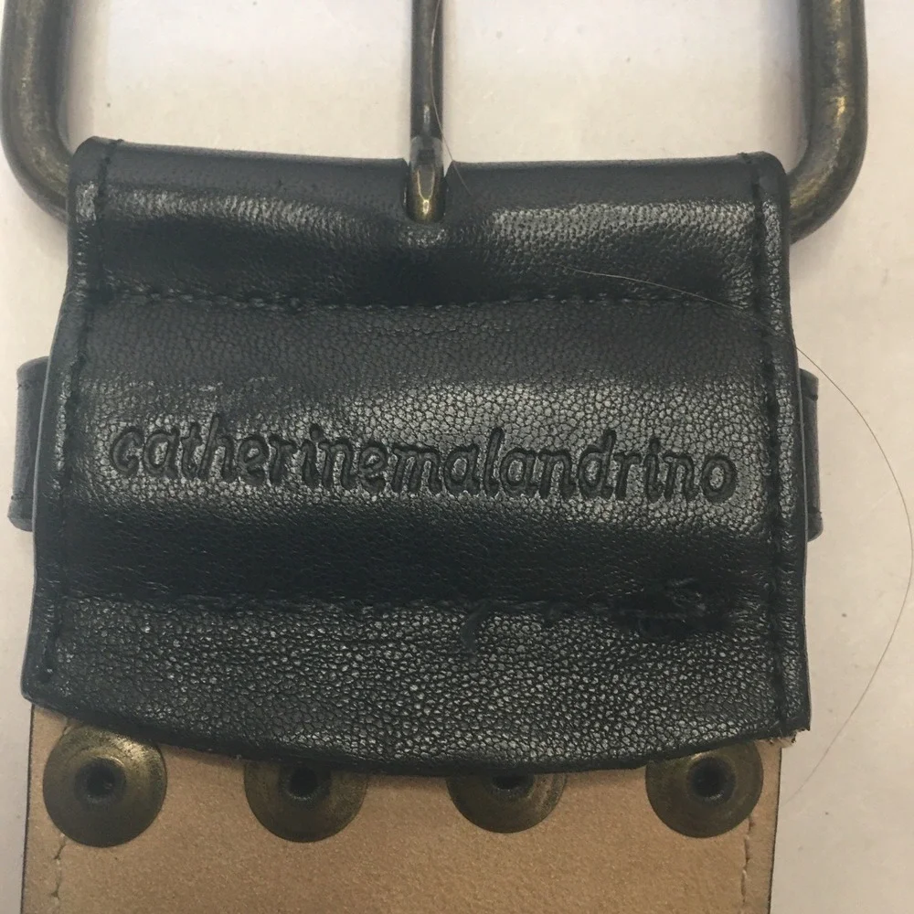CATHERINE MALANDRINO Brown Brass STUDDED BELT Size M 34