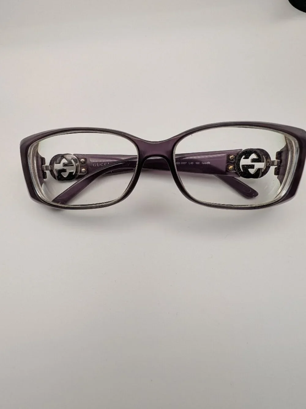 Gucci purple frame glasses