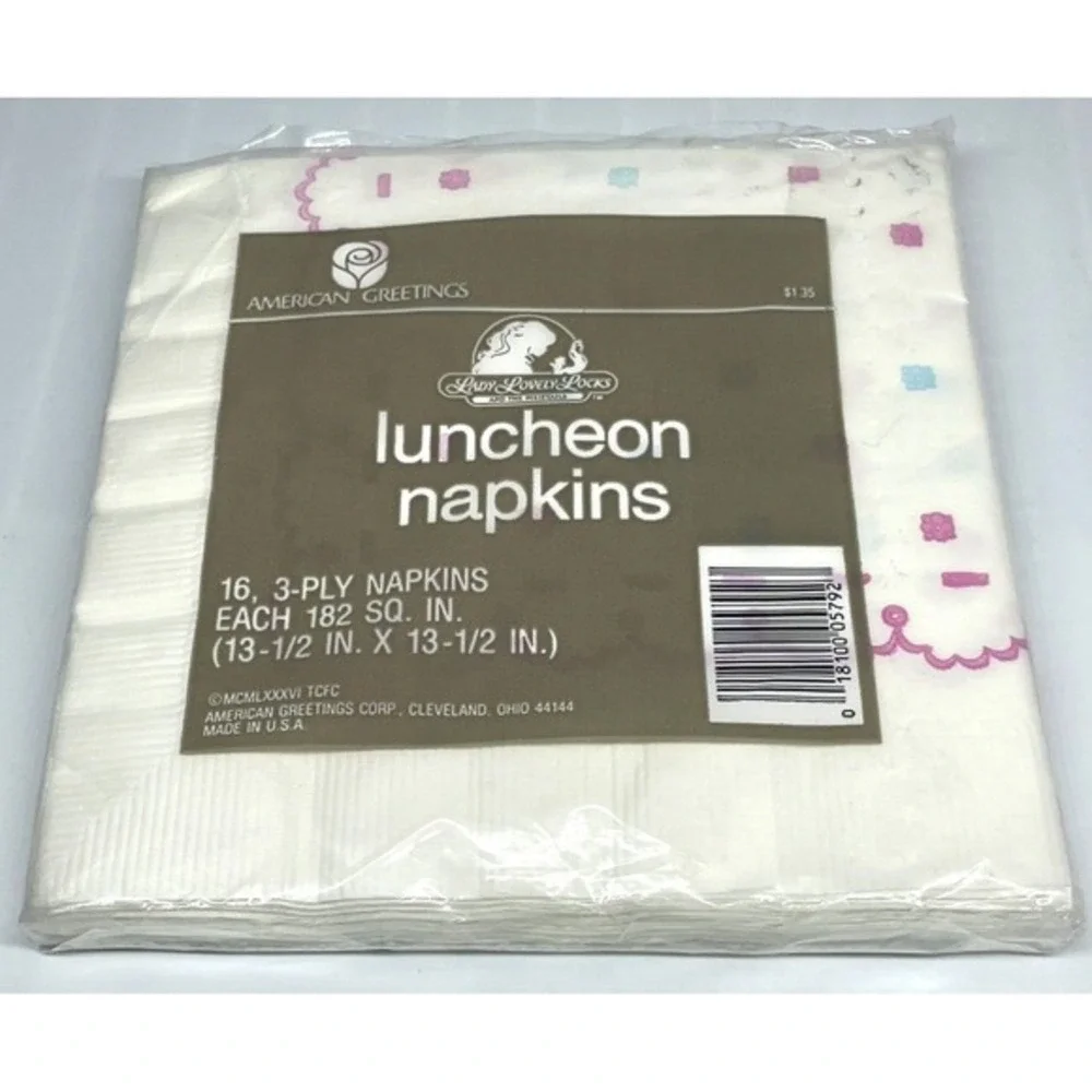 Vintage 1986 Lady Lovely Locks Paper Napkins‎ American Greetings 16 Pack SEALED