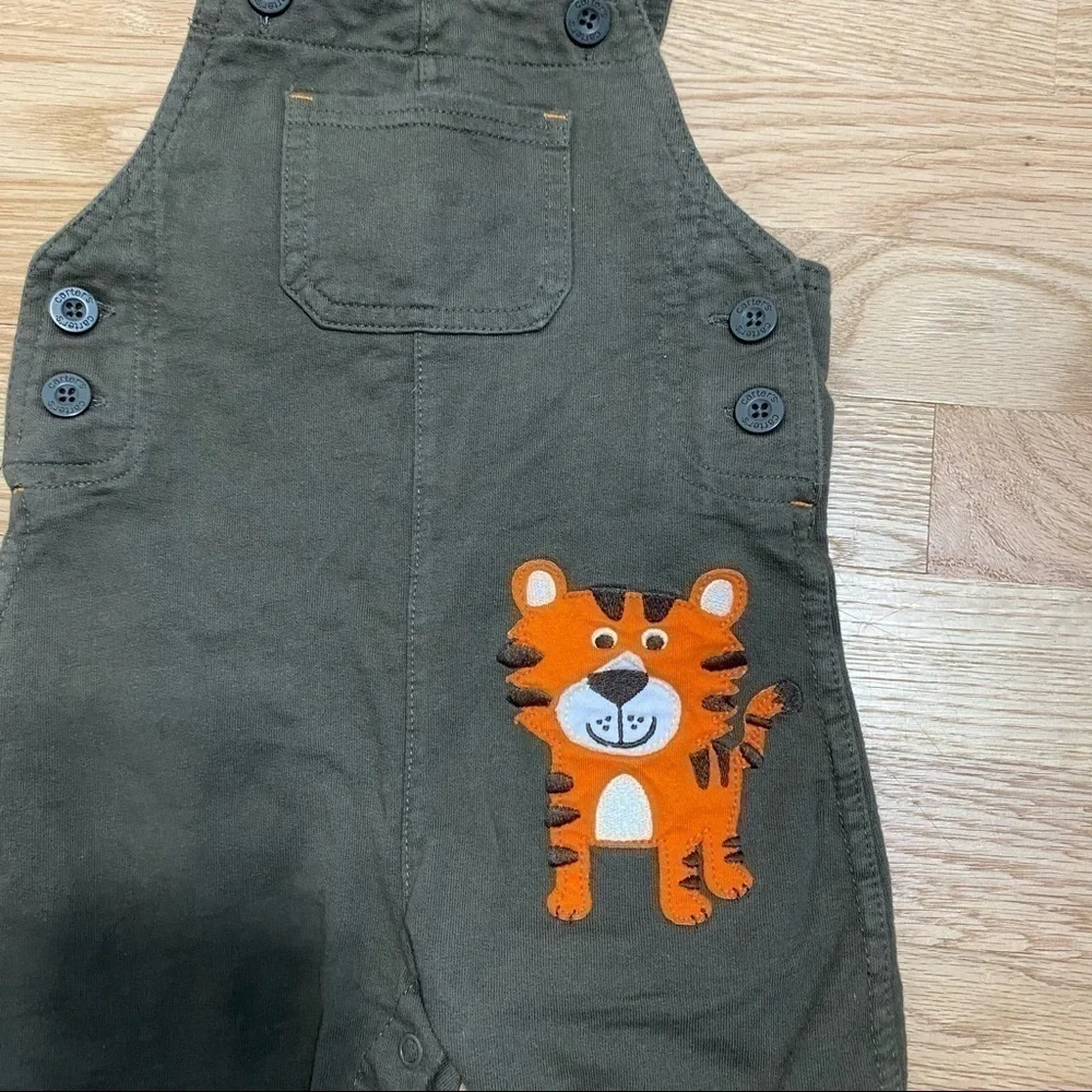 Carter’s Overall Shorts Tiger Print 18 mos Brown Gray