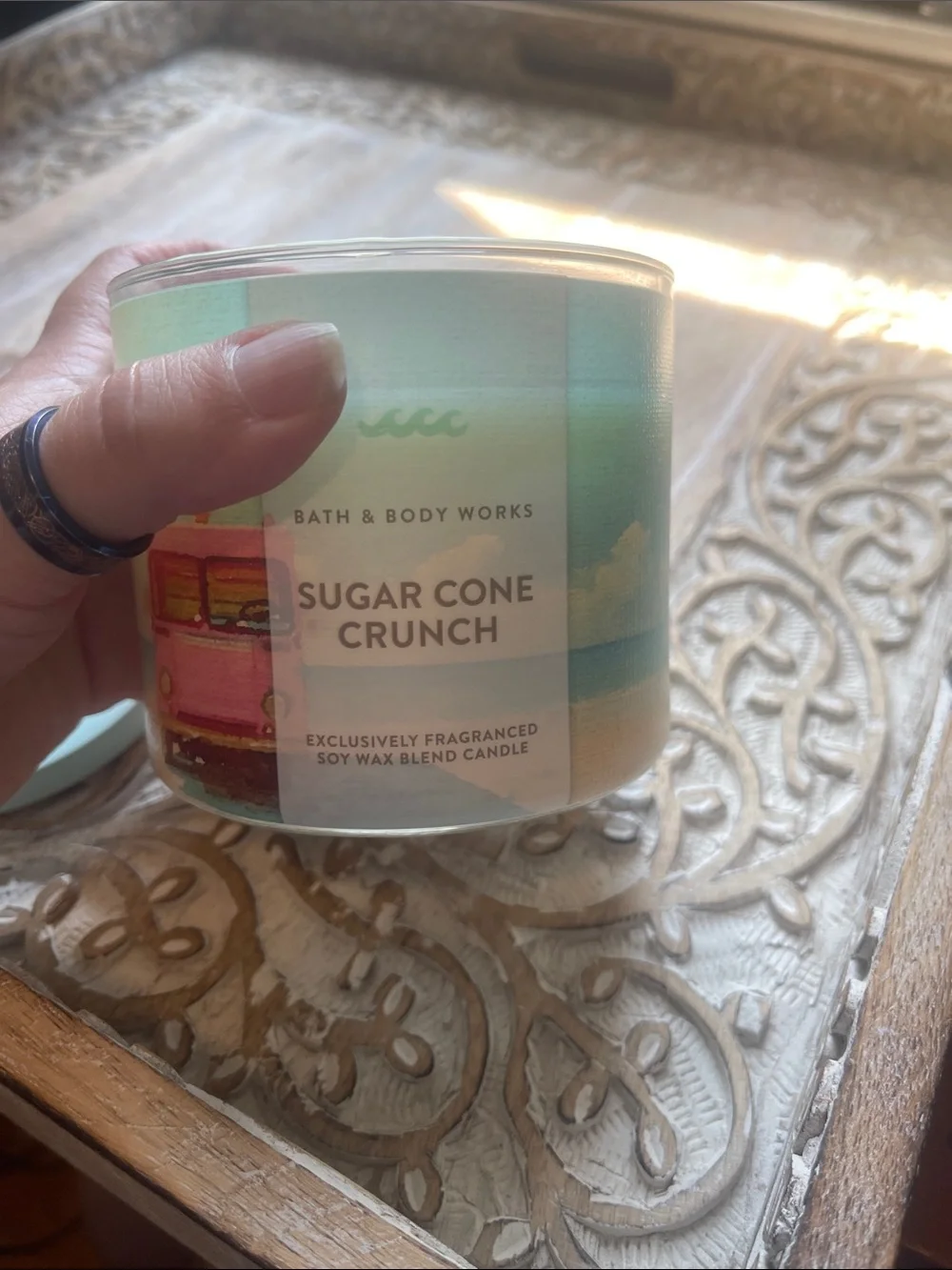 Bath & Body Works Sugar Cone Crunch Candle - Mint Green & Aqua