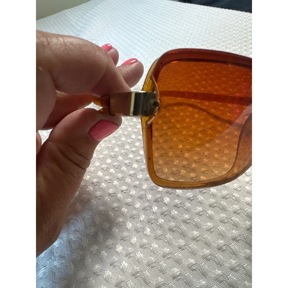 Vintage Halston H188 Sunglasses Amber Oversized Square Retro 70s Orange Tint