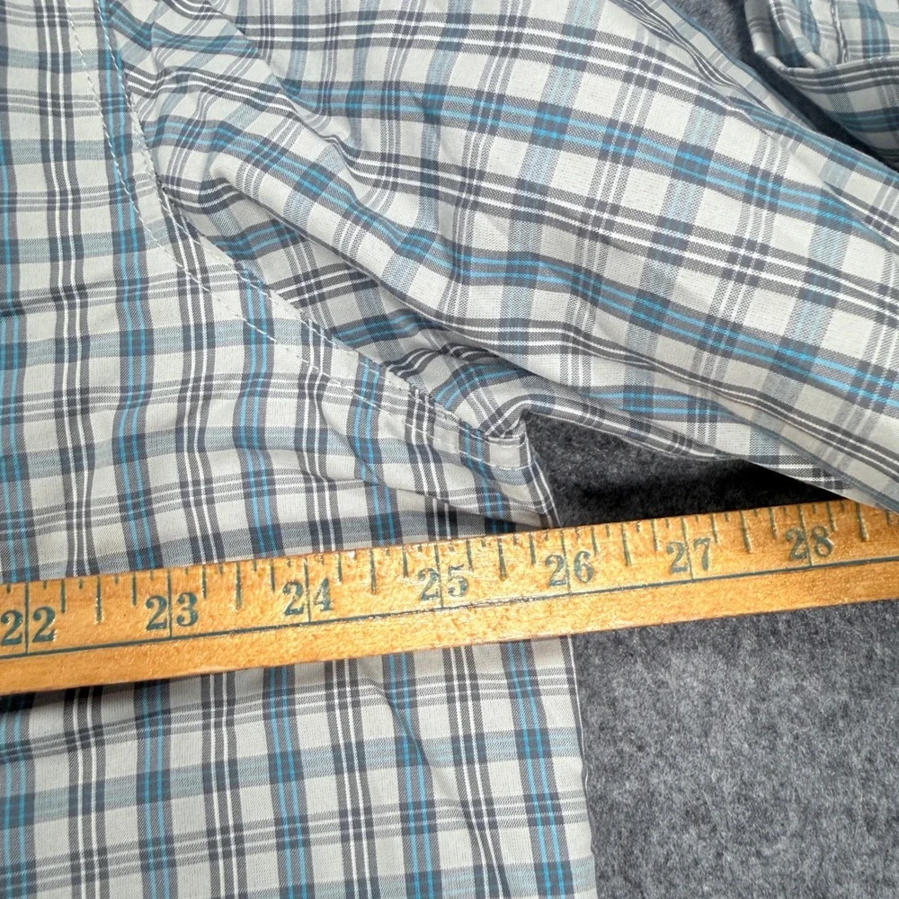 The North Face Mens XXL Grey Blue Plaid Long Sleeve Mesh Lined Hiking Shirt
