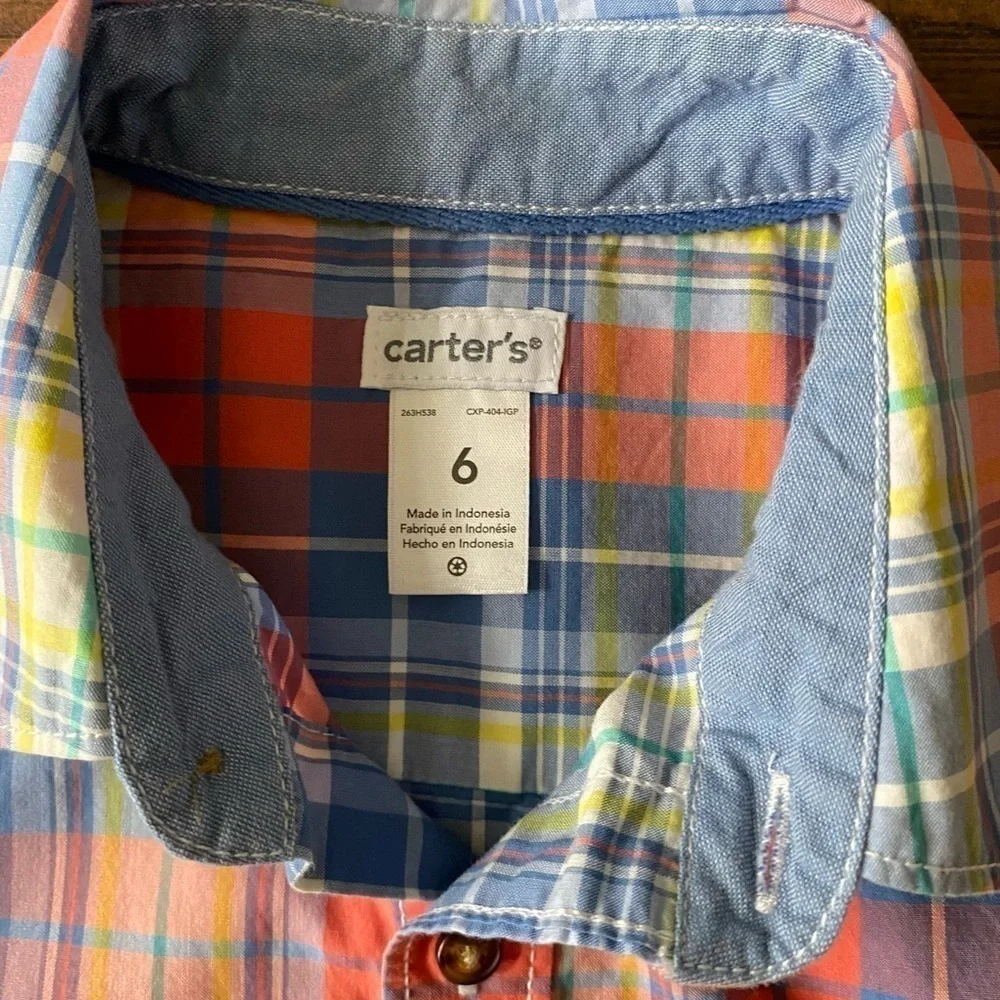 Carter's, Boys, Button Down Shirt, Plaid, Size 6