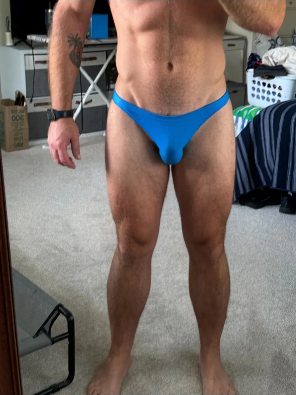 Men's Low-Rise Blue Thong New Without Tags XL