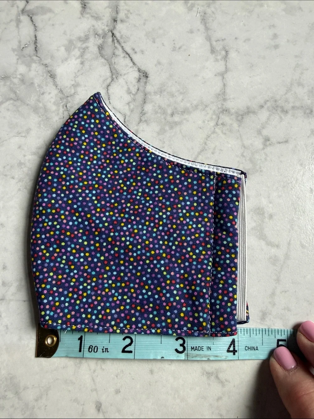 Colorful Polka Dot Kids Face Mask - Navy Background