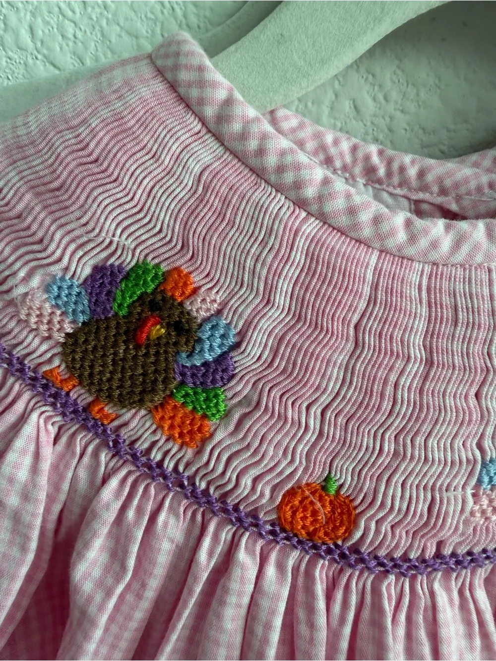 Cecil & Lou Thanksgiving Turkey Smocked Set size 3T Fall Gingham