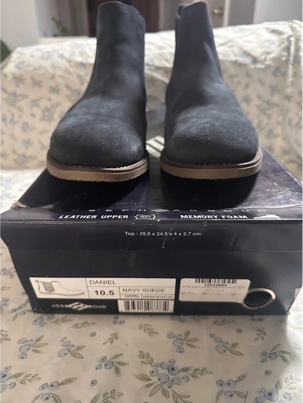 Joseph Abboud Daniel Navy Suede Chelsea Boots Size 10.5
