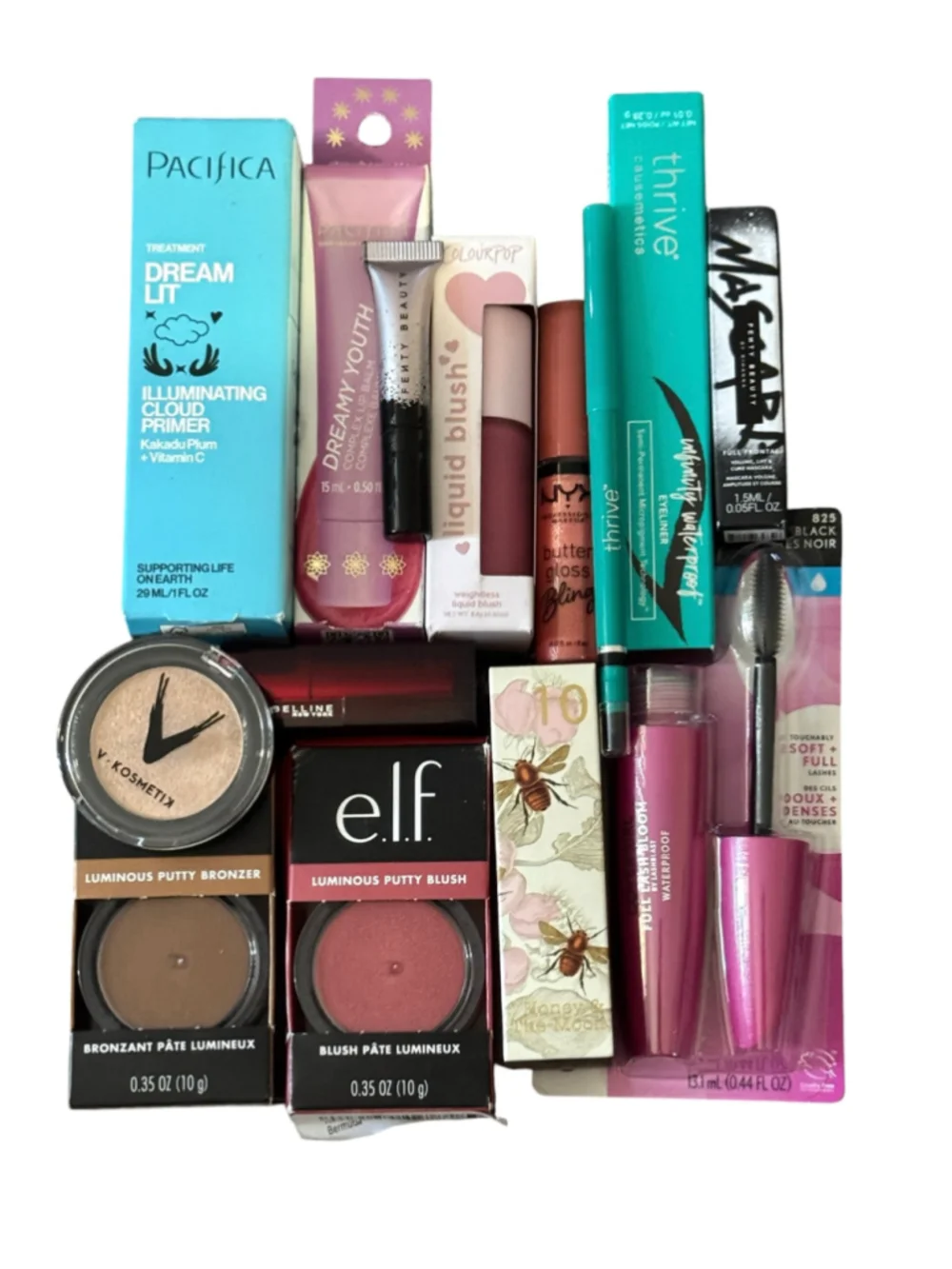 Pacifica, Elf, NYX, Colourpop, Thrive, Liner, Blush, Lip, Primer Makeup Bundle