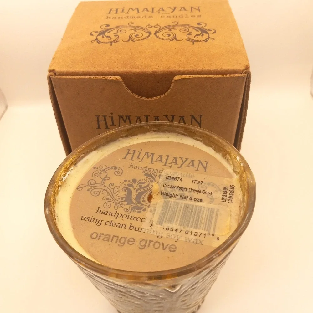 Himalayan Handmade Candles Orange Grove Scented Soy Wax Mercury Glass 8oz TF27