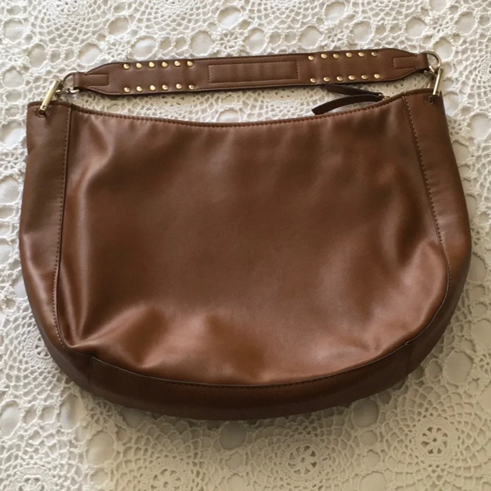 Nine West Tan Leather Hobo Shoulder Bag