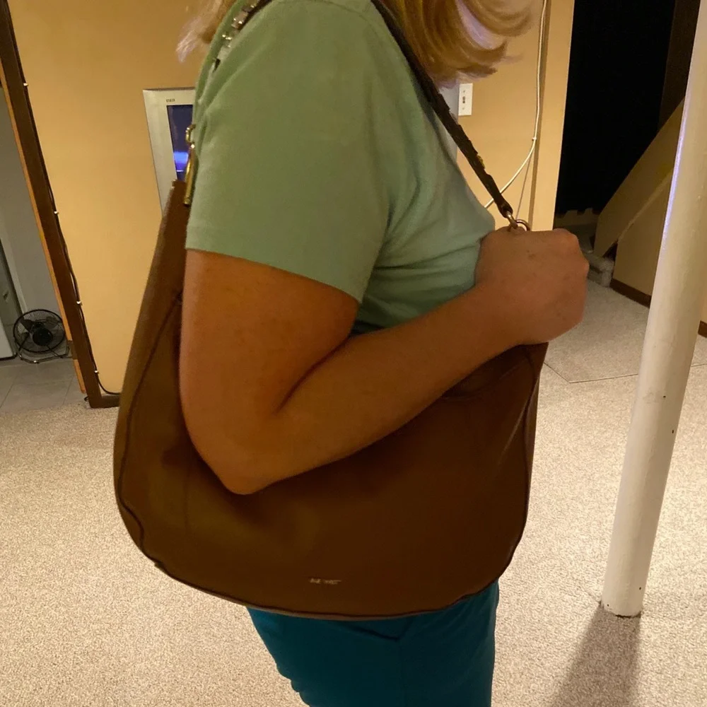Nine West Tan Leather Hobo Shoulder Bag