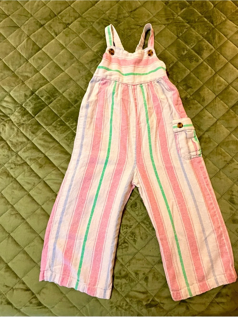 Habitual Pink, Green & White Stripe Overalls