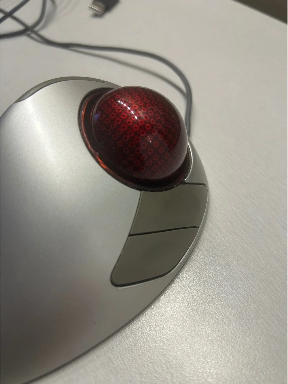 Microsoft Wired Trackball Optical Mouse USB Silver with Red Trackball