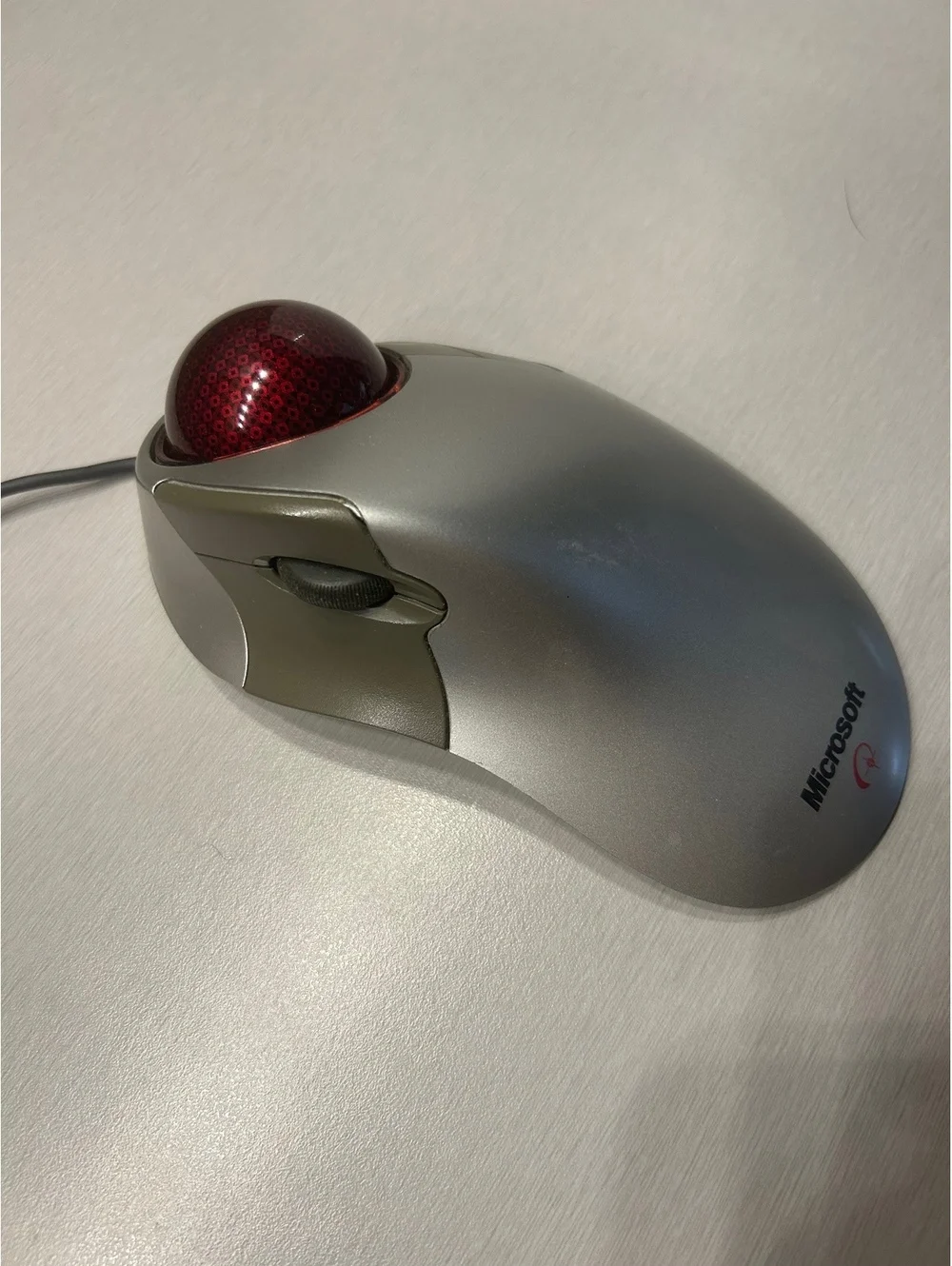 Microsoft Wired Trackball Optical Mouse USB Silver with Red Trackball