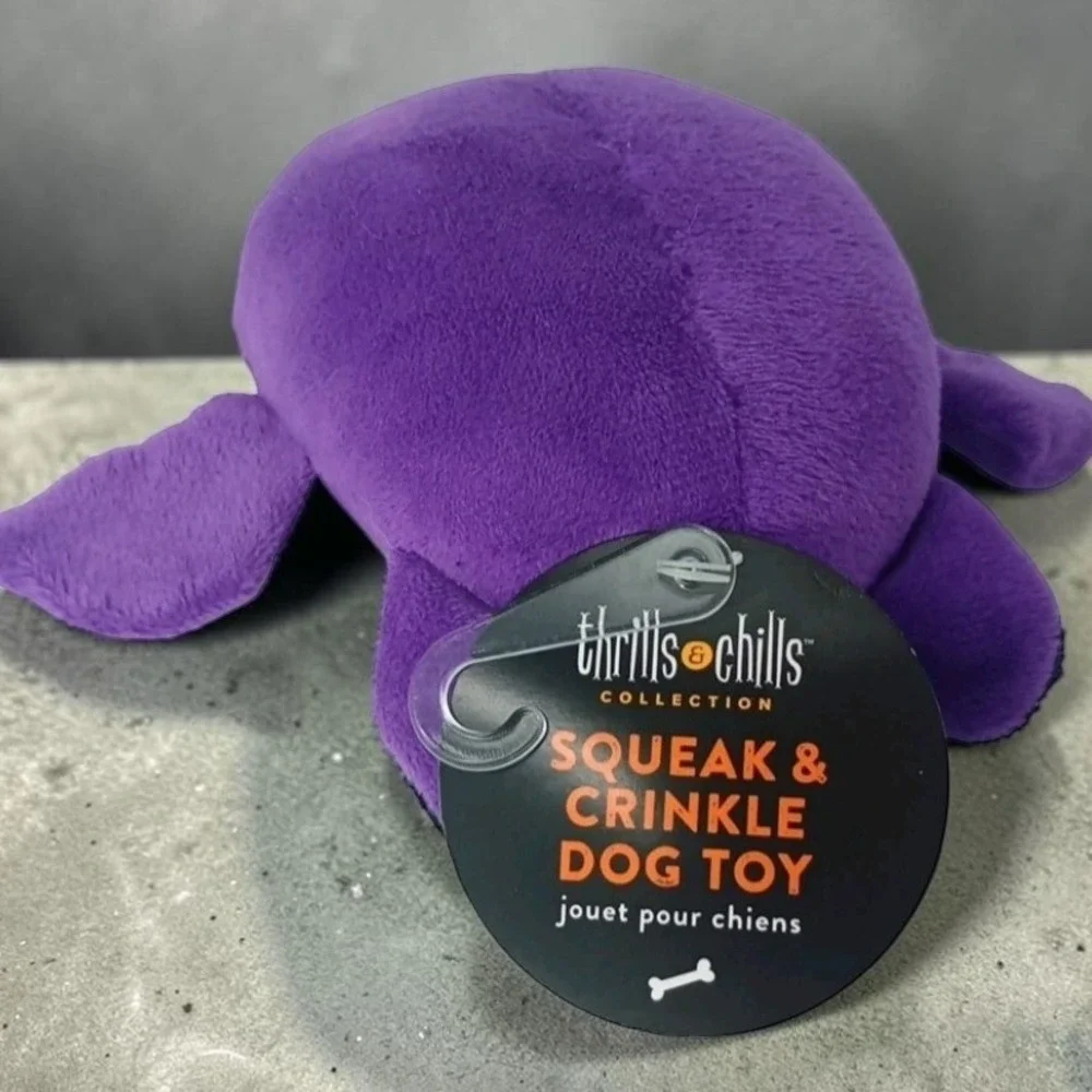 Thrills & Chills Purple Bat Plush Squeak Crinkle Dog Toy Halloween Retired Toy
