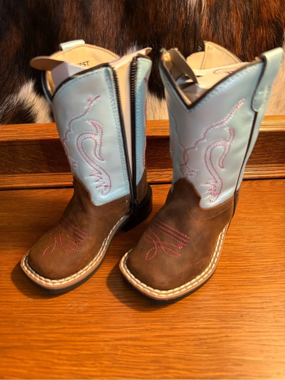 Old West Toddler Girls’ Western Turquoise & Pink Boots - Size 4 - NEW IN BOX