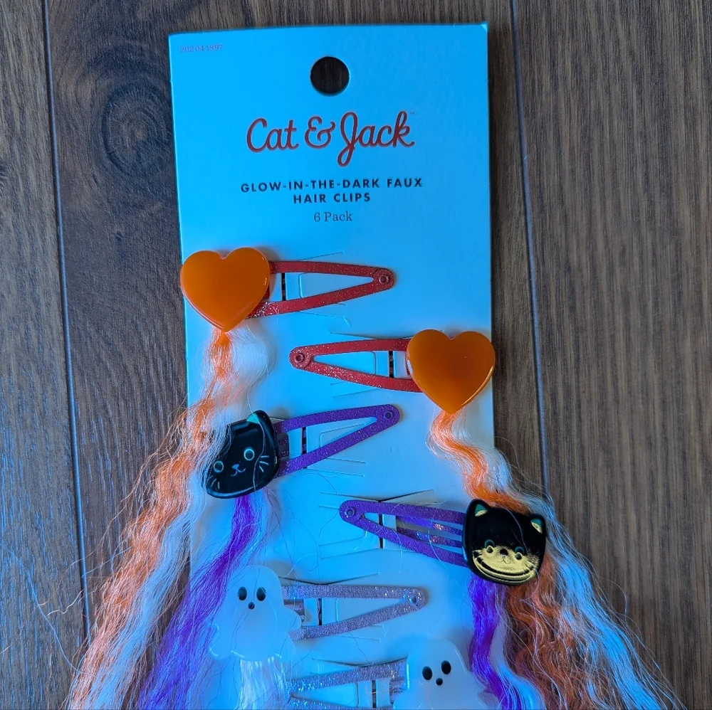 Cat & Jack Halloween Hair Clips Glow-in-the-Dark NWT