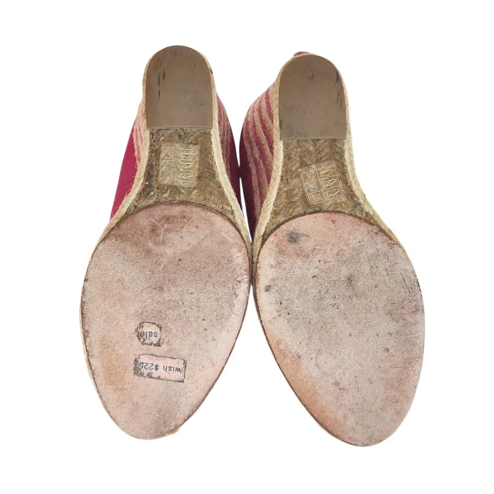 Kate Spade New York Pink Silk Espadrille Wedge Pumps Rope Bow Heels Womens 7
