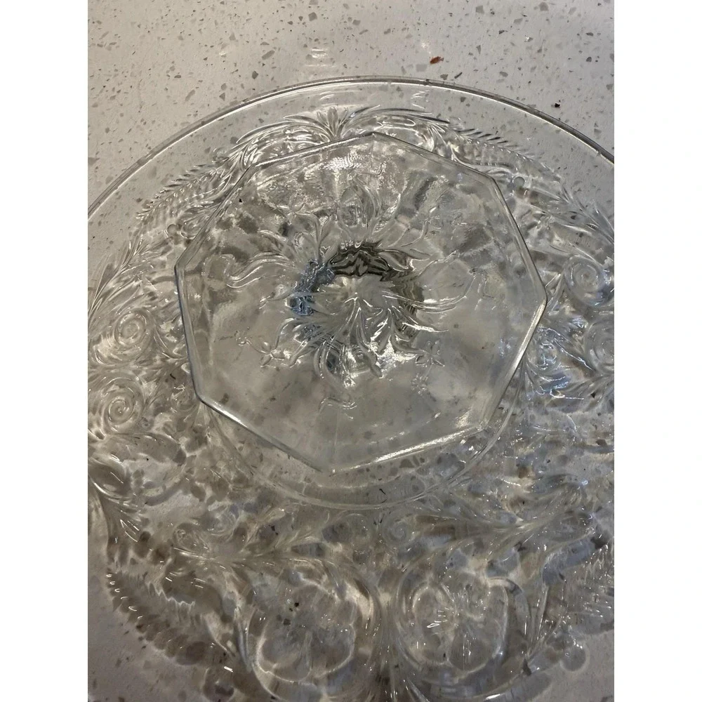 McKee Rock Crystal FOOTED Cake Stand Plate EAPG Depression Glass SEE PHOTOS