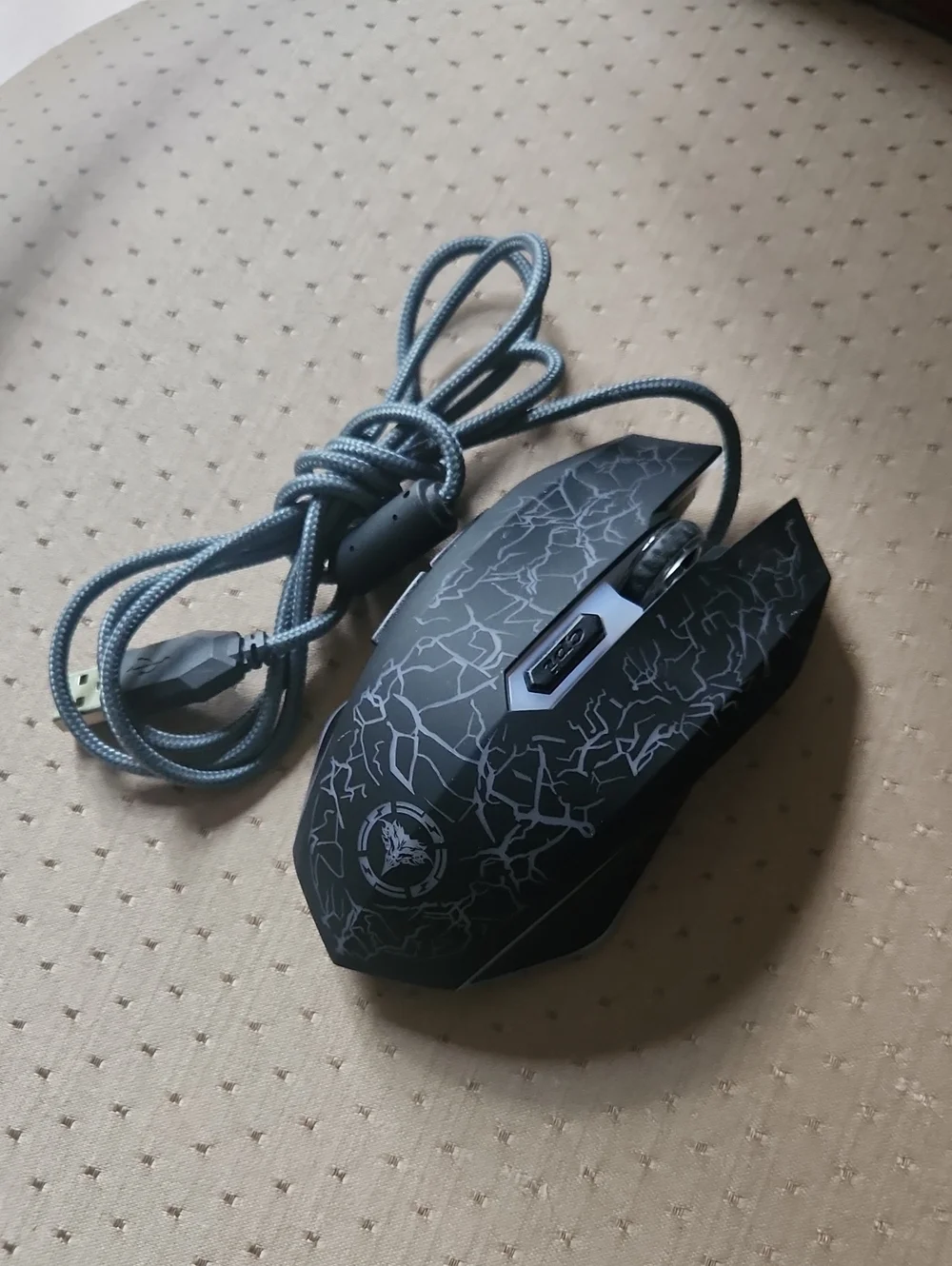 Wired Black Gaming Mouse with Blue Braided Cable