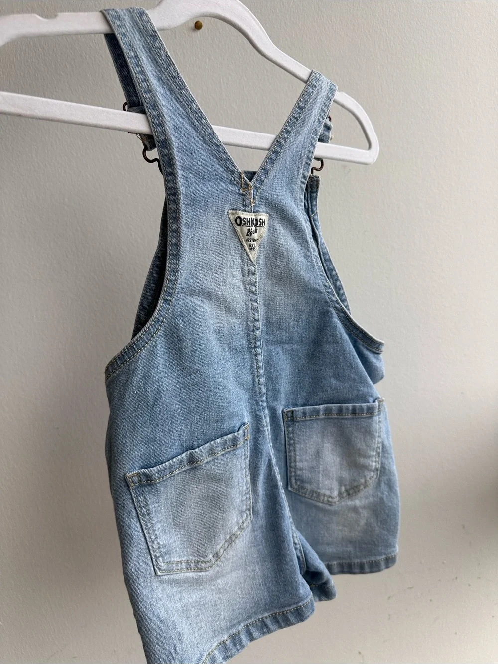 2T OshKosh B'gosh Light Blue Denim Shortalls with Butterfly Embroidery
