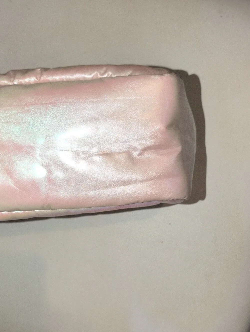 Pink Iridescent Quilted Cosmetic Pouch