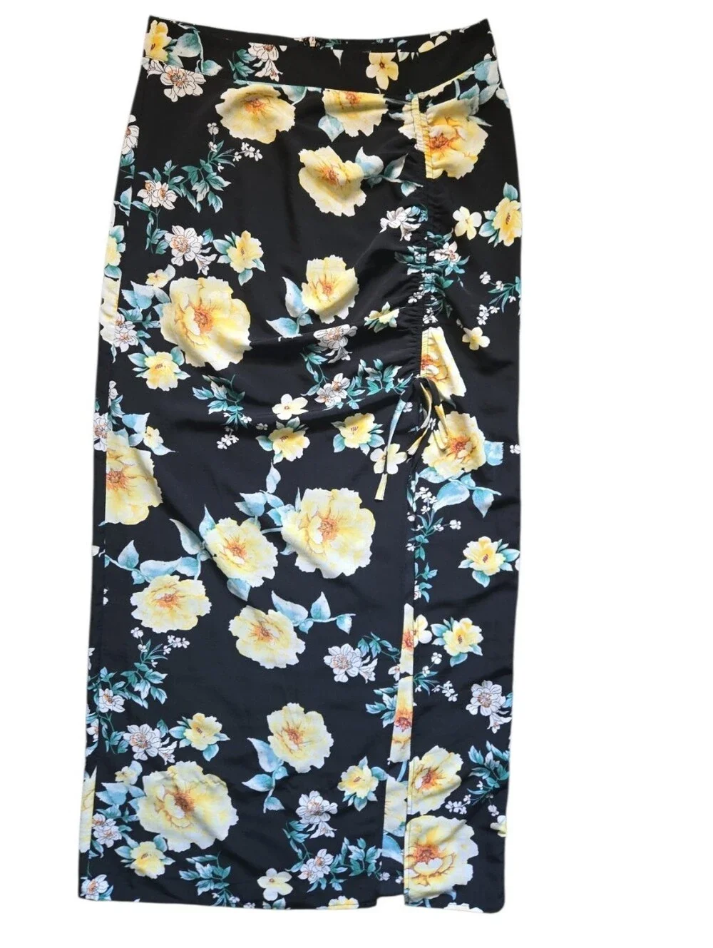 Know One Cares Yellow Floral Maxi Skirt - L
