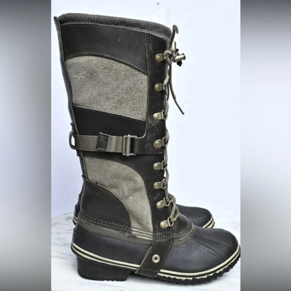 Sorel Conquest Carly Waterproof Leather Knee High Riding Work Boots Womens Sz10