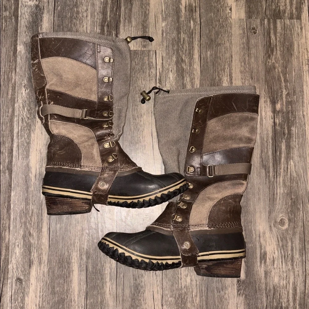 Sorel Conquest Carly Waterproof Leather Knee High Riding Work Boots Womens Sz10