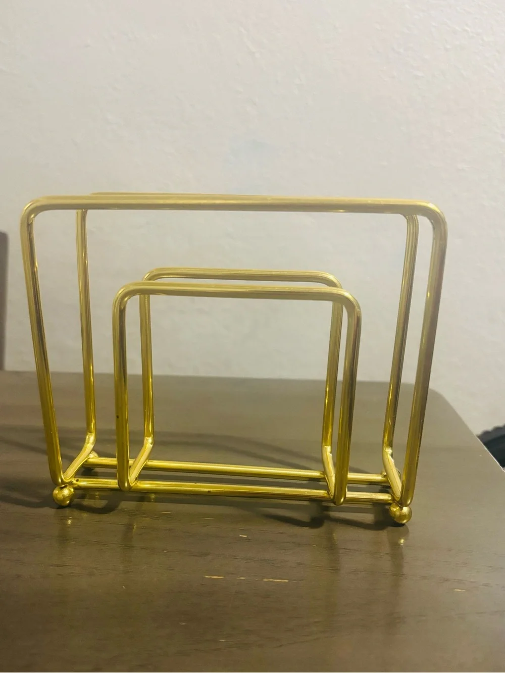 Gold Metal Napkin and Letter Holder - Sleek Desk Organizer