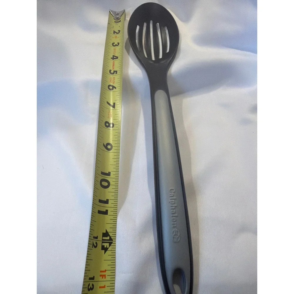 Calphalon Nylon Slotted Spoon Black Grey Nonstick Safe Heat Resistant 12.5 Inch‎