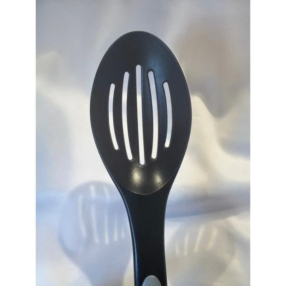 Calphalon Nylon Slotted Spoon Black Grey Nonstick Safe Heat Resistant 12.5 Inch‎