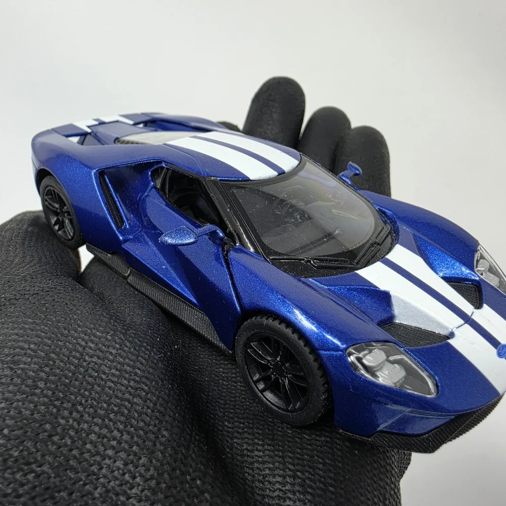 Kinsmart Ford GT Blue White Racing Stripes Race Car