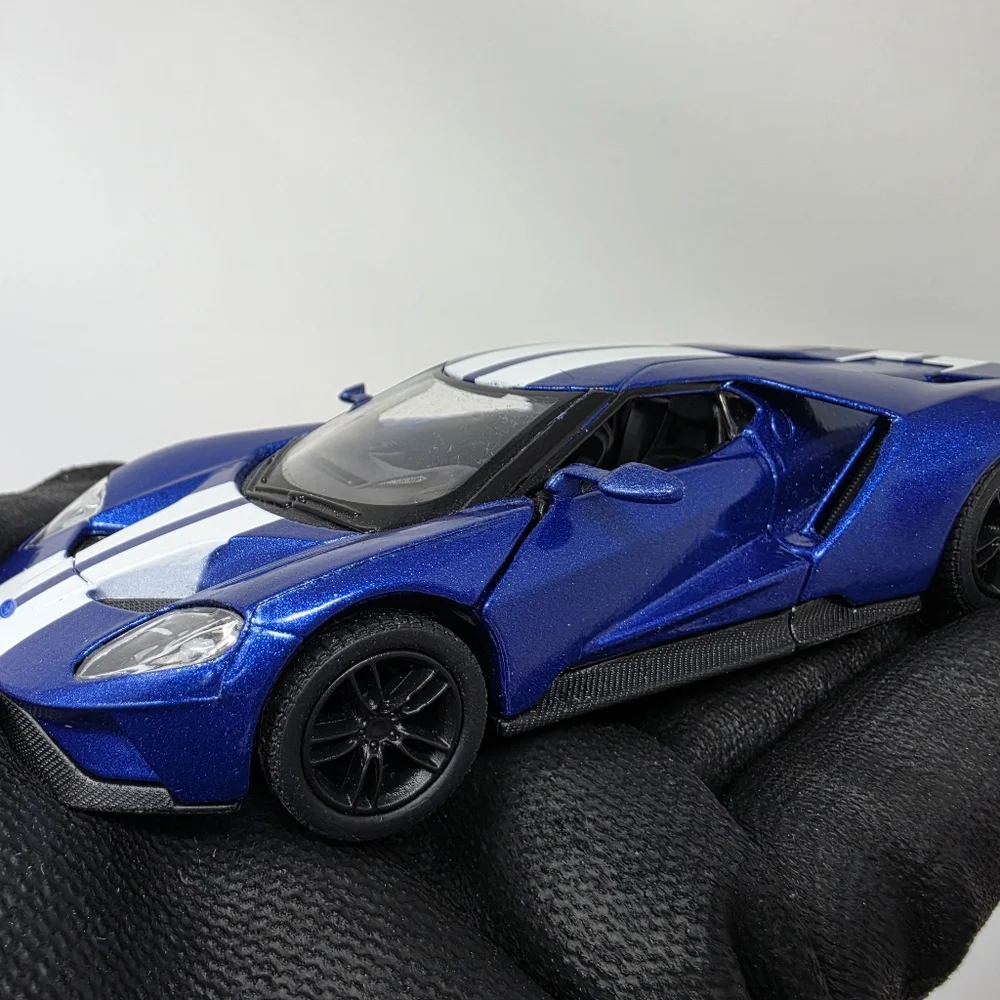 Kinsmart Ford GT Blue White Racing Stripes Race Car