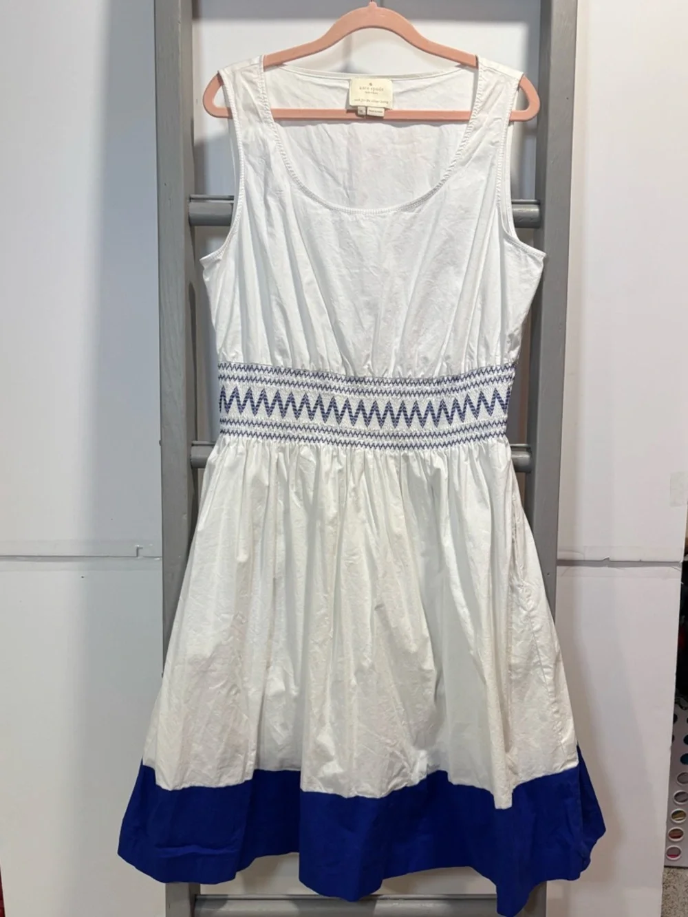 Kate Spade XL Smocked cotton sun dress, summer, old money, elevated basics
