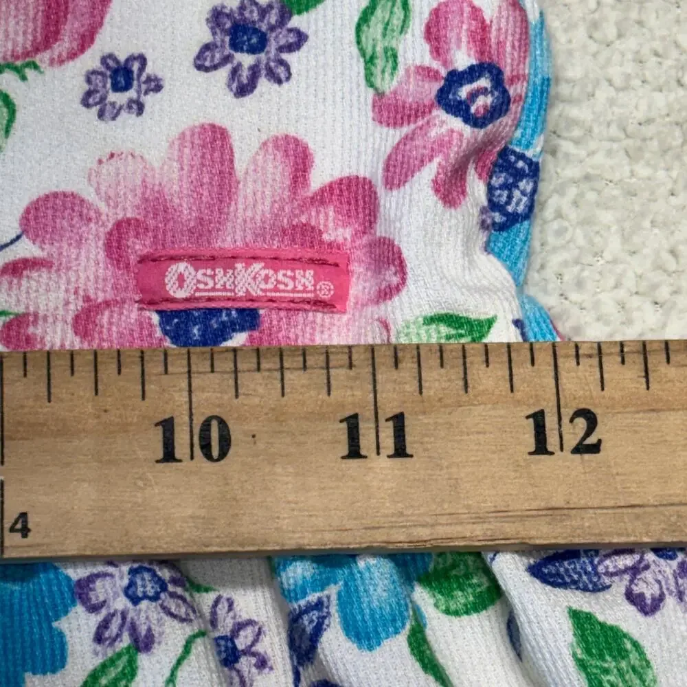 Vintage OshKosh B'Gosh Dress Girls 5 Pink Floral Peter Pan Collar Made in USA