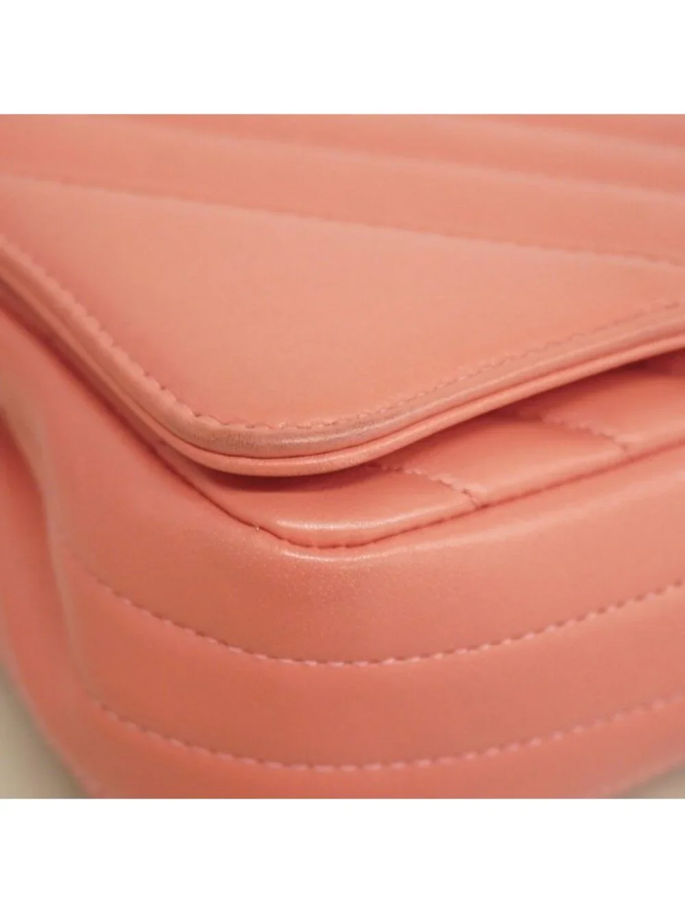 Chanel Shoulder Bag Stitch Lambskin Pink Champagne Gold