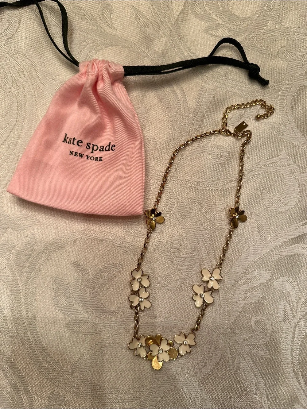 kate spade gold and white floral necklace