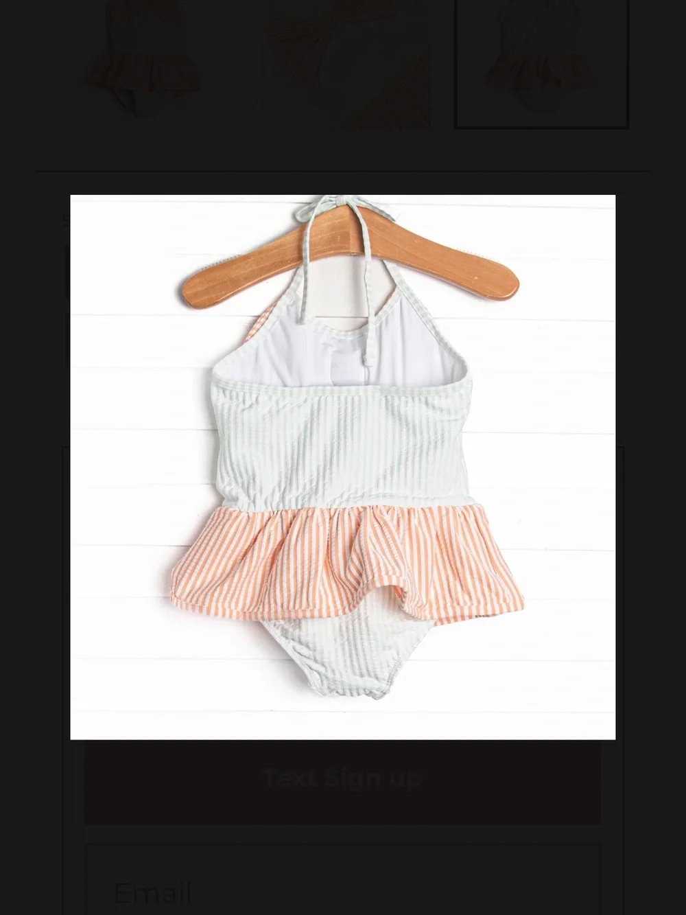 Stitchy fish - Striped Bow Peplum One-Piece Swimsuit - Peach & Light green