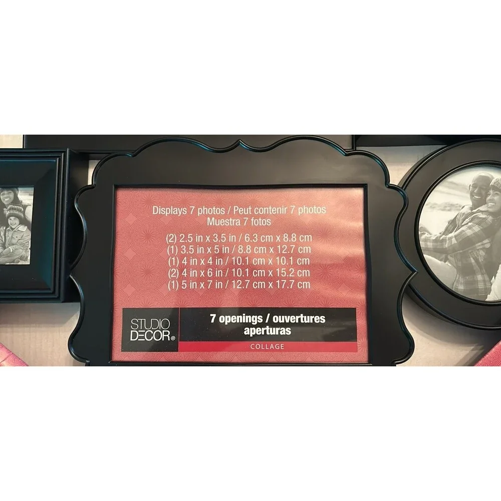 Family Collage Photo Frame Black Plastic