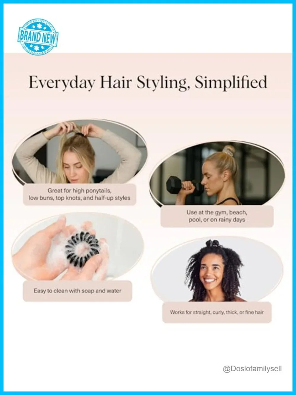 Spiral Hair Ties – No Damage Coil Plastic Ponytail Holders Creaseless Phone