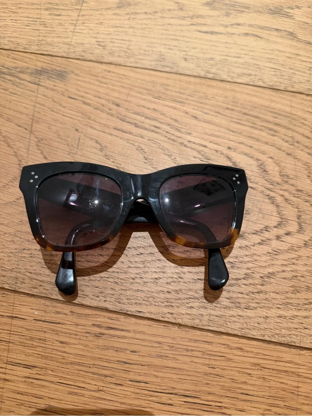 Celine Black and Tortoiseshell Cat-Eye Sunglasses