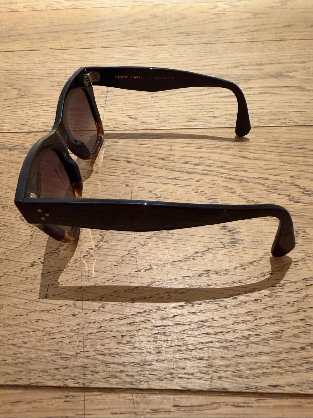 Celine Black and Tortoiseshell Cat-Eye Sunglasses