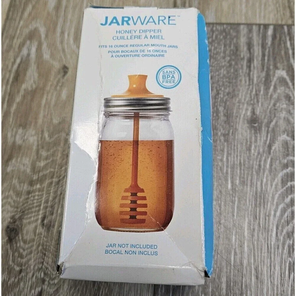 Jarware Honey Dipper for Regular Mouth Mason Jars Orange Glasswear