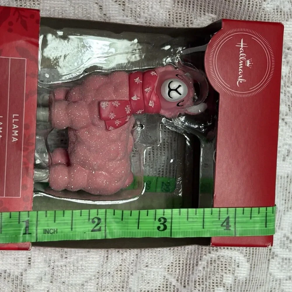 Hallmark Pink Sparkly Llama Christmas Ornament‎ NIB Red Box 3”