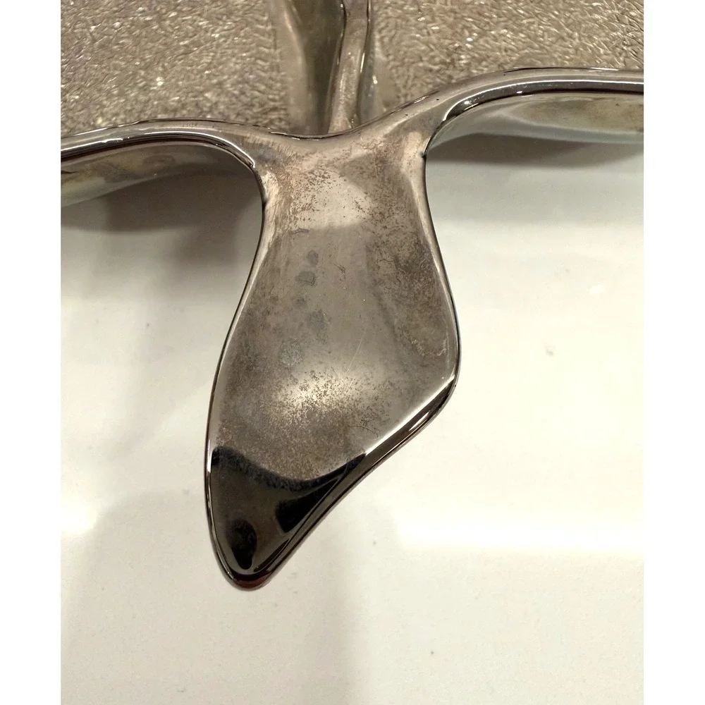 Aluminum Clover‎ Leaf Divided Serving Dish Tray Textured Silver 1994