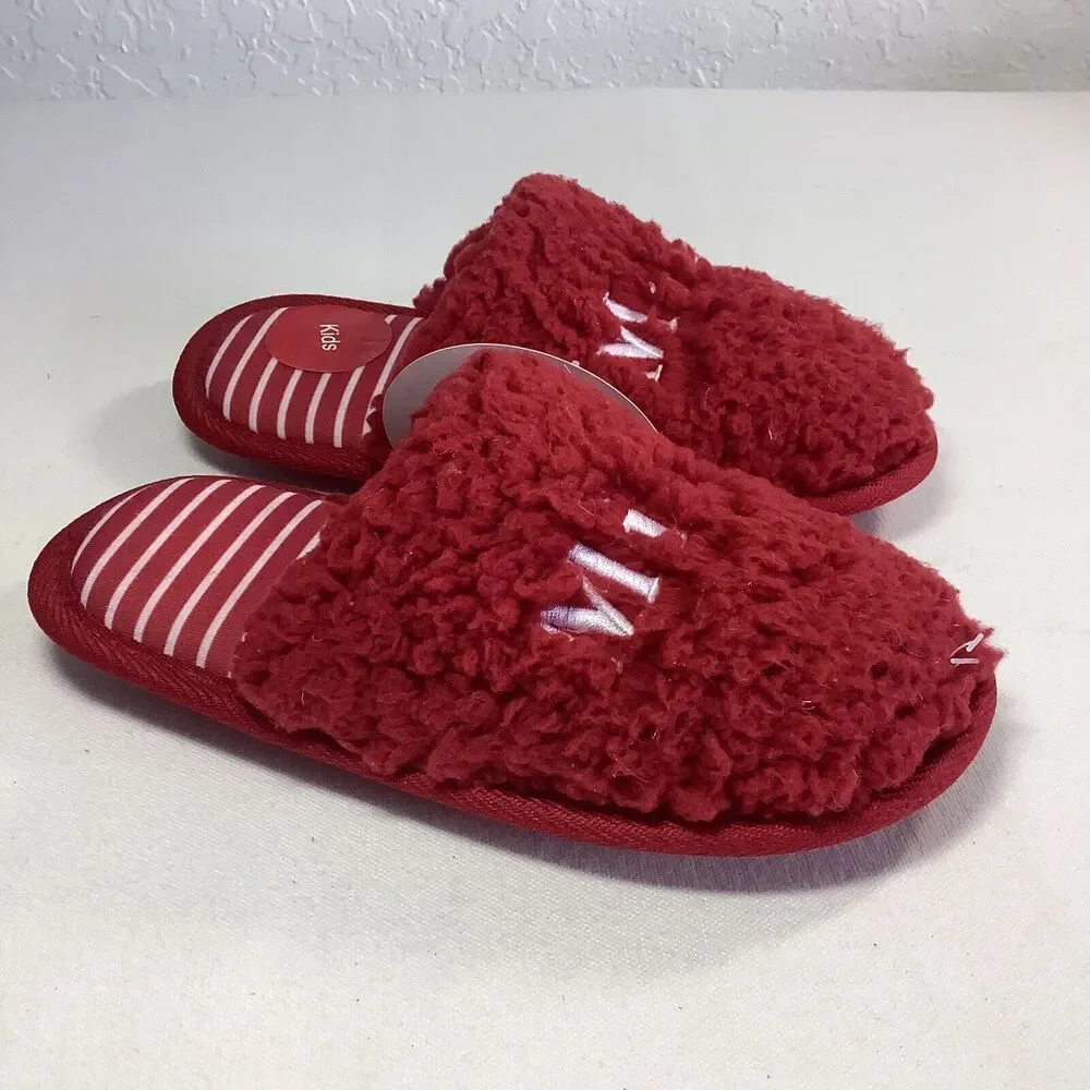 Family Pajamas Mini Kid's Matching‎ Holiday Slippers Red Size 4-5