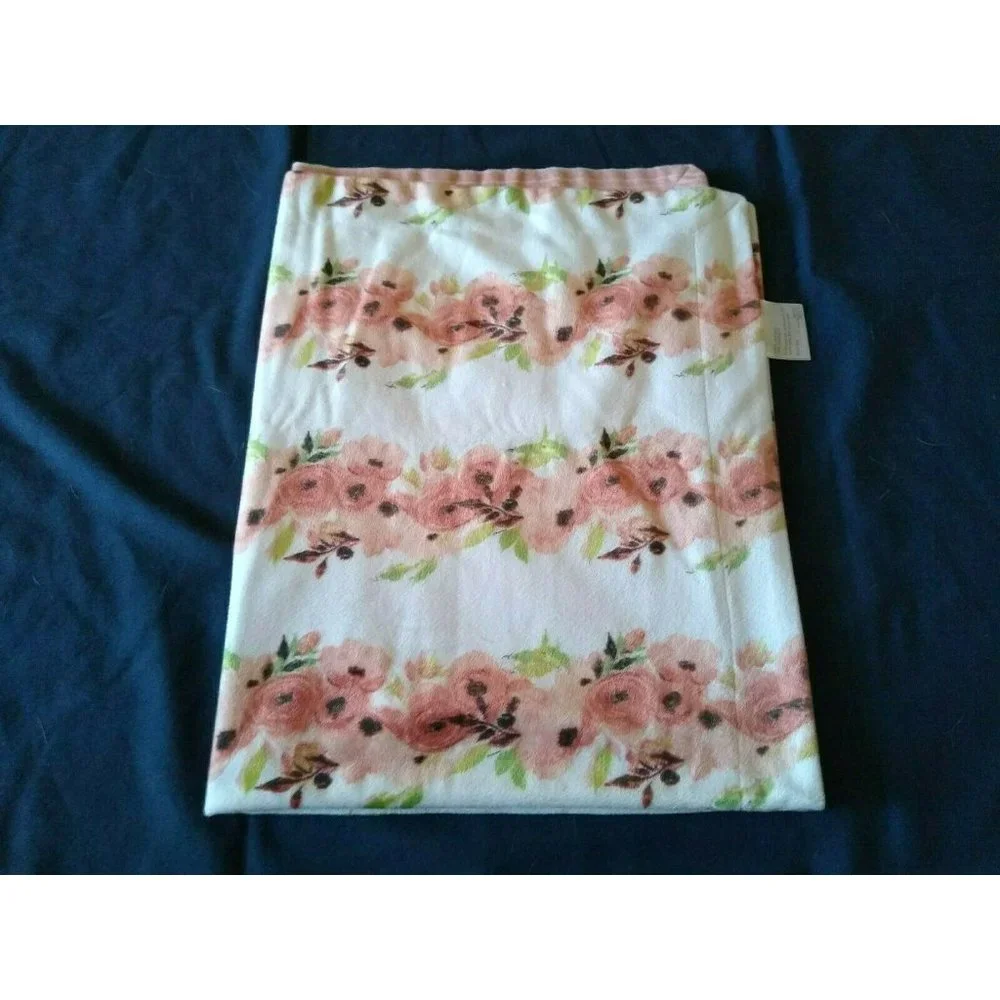 SL Fashions Baby Blanket Micro Mink Reversible Roses‎ Flowers Stripes 40 x 30
